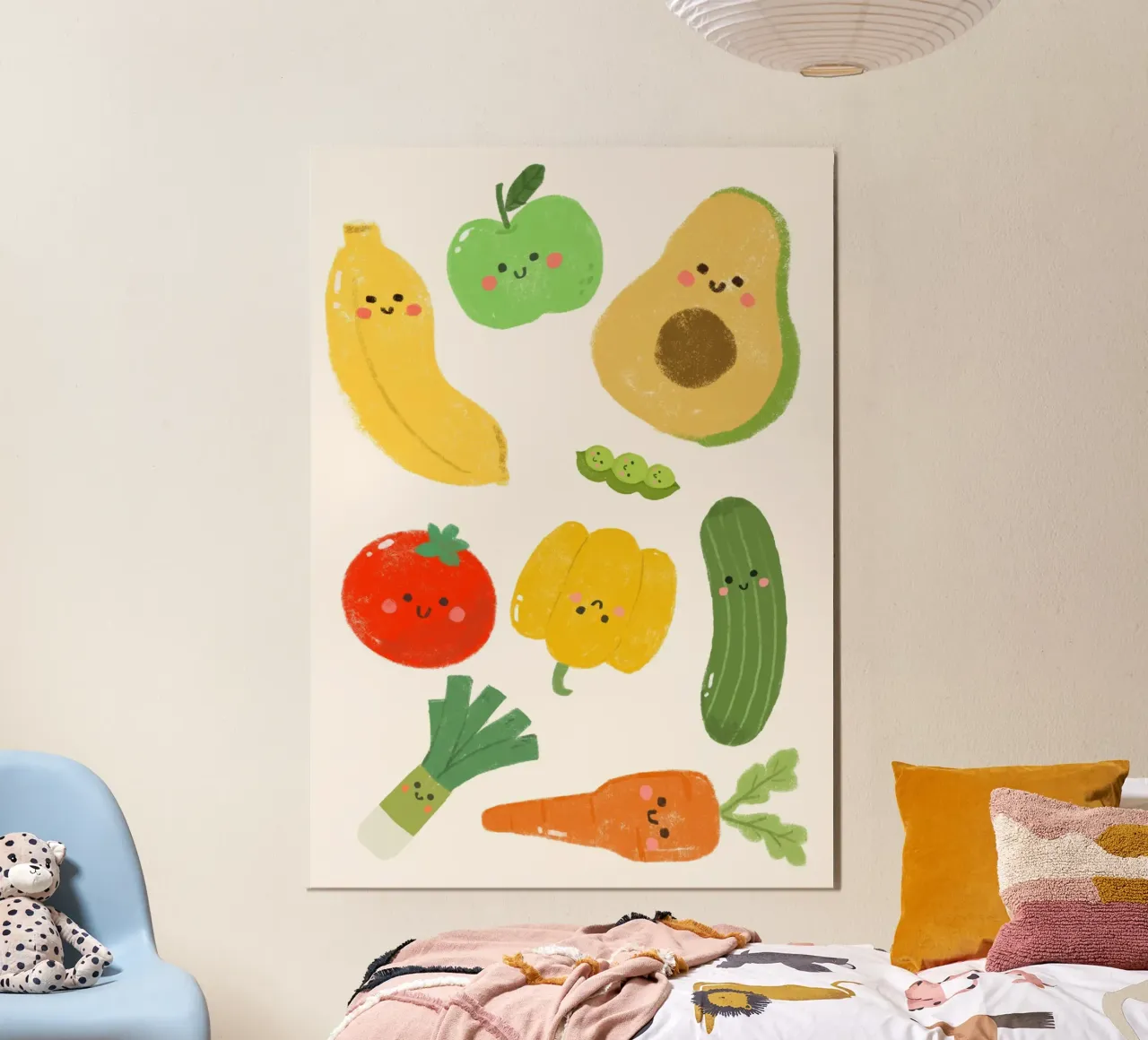 Stampa d'arte Kawaii di frutta e verdura carine poster da vintagepod