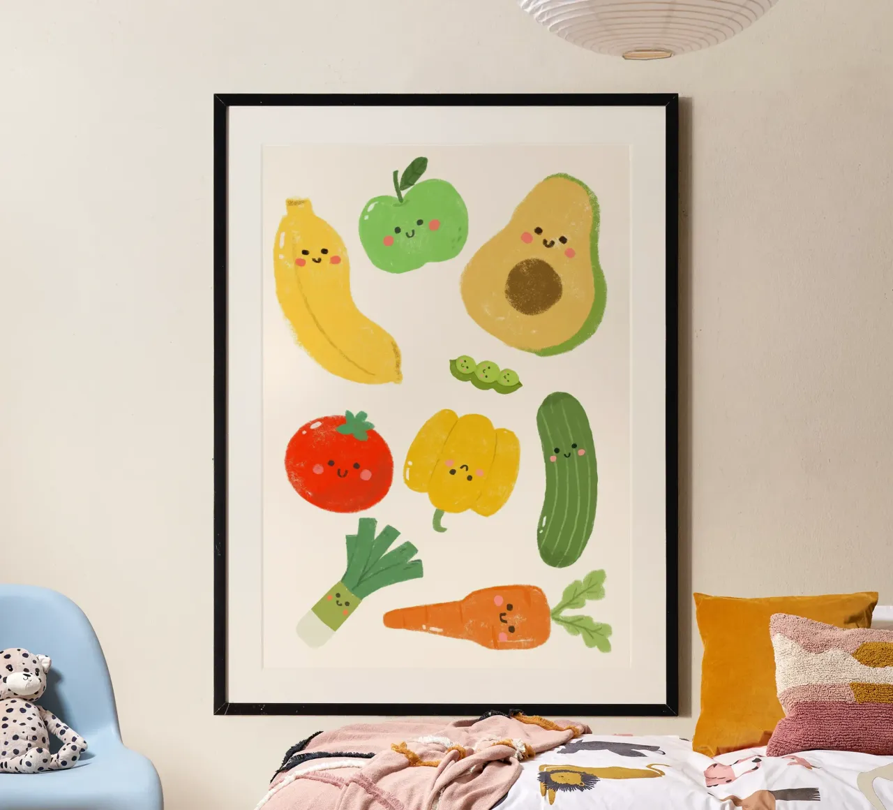 Stampa d'arte Kawaii di frutta e verdura carine poster da vintagepod