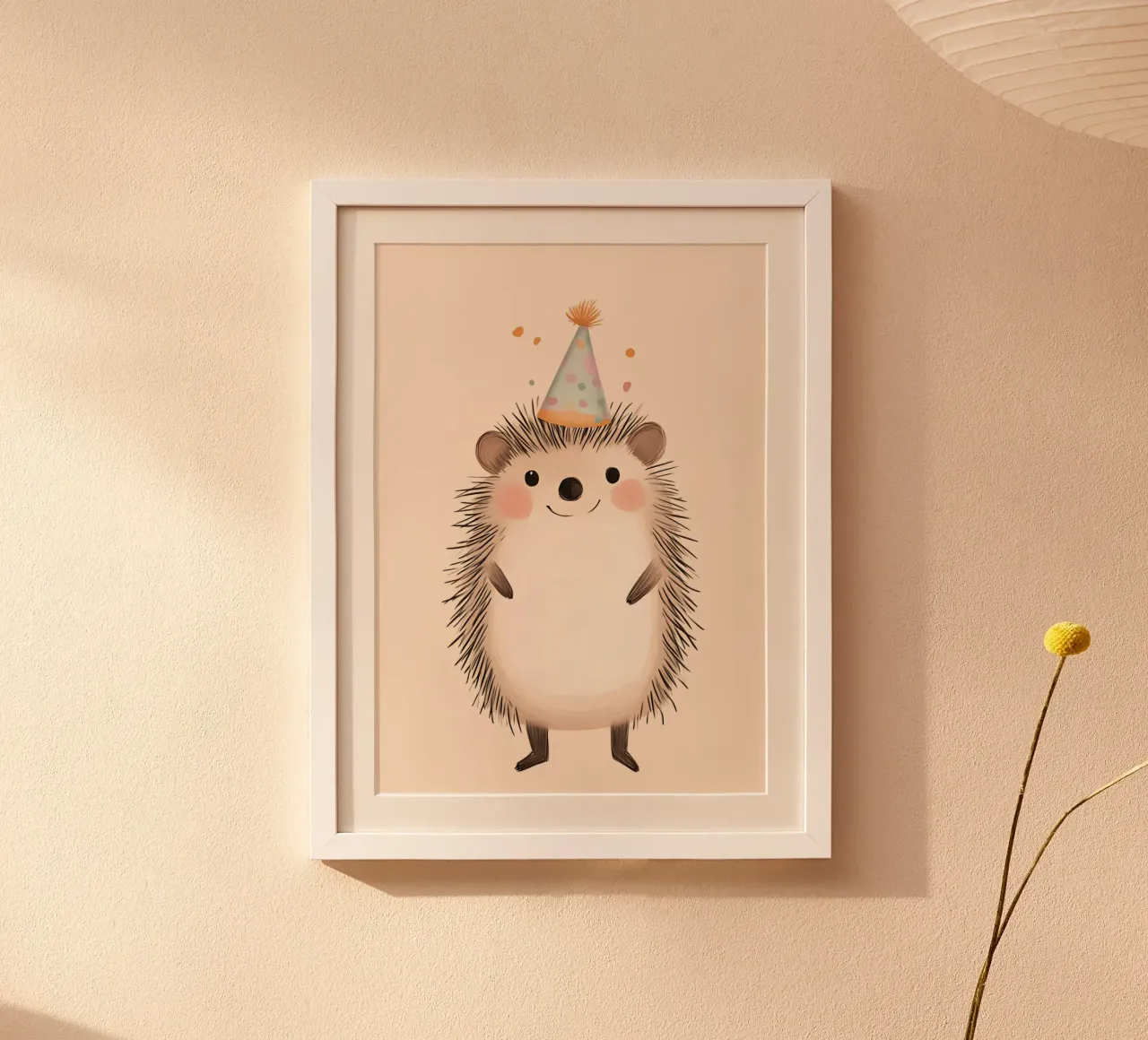 Hérisson mignon avec chapeau de fête Nursery Art poster de vintagepod