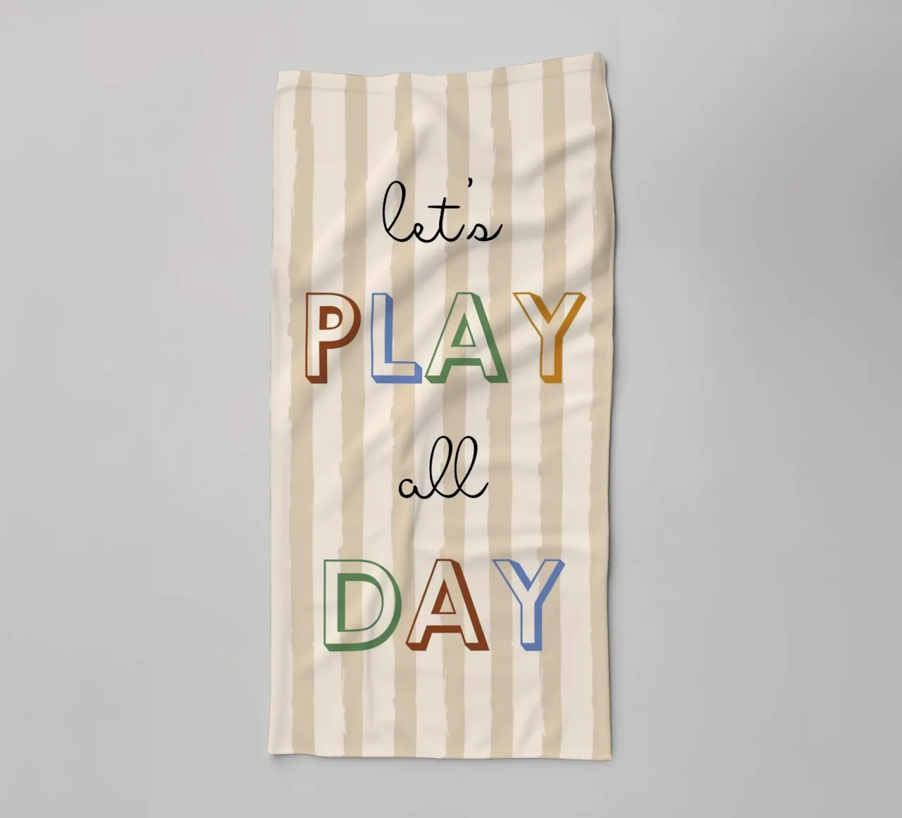"Let's Play All Day" Typography Art Print towel by vintagepod