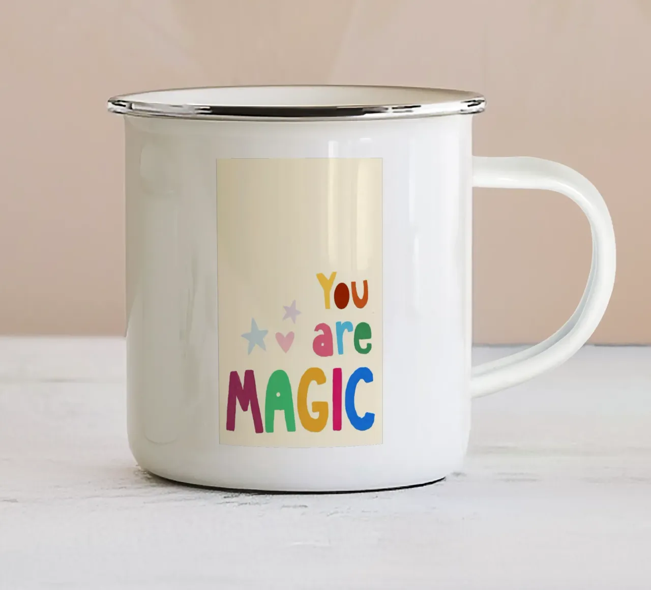 You Are Magic Kleurrijke Inspirerende Kunstdruk emaille mok van vintagepod