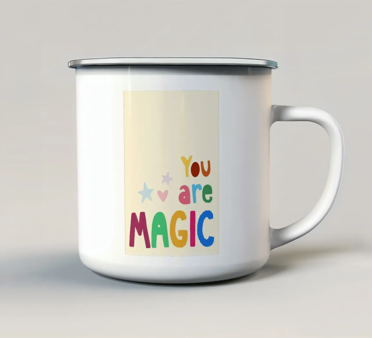You Are Magic Kleurrijke Inspirerende Kunstdruk emaille mok van vintagepod