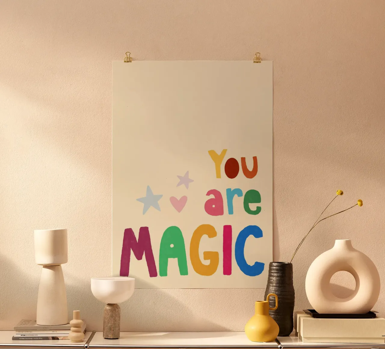 You Are Magic Colorful Inspirational Art Print poster by vintagepod