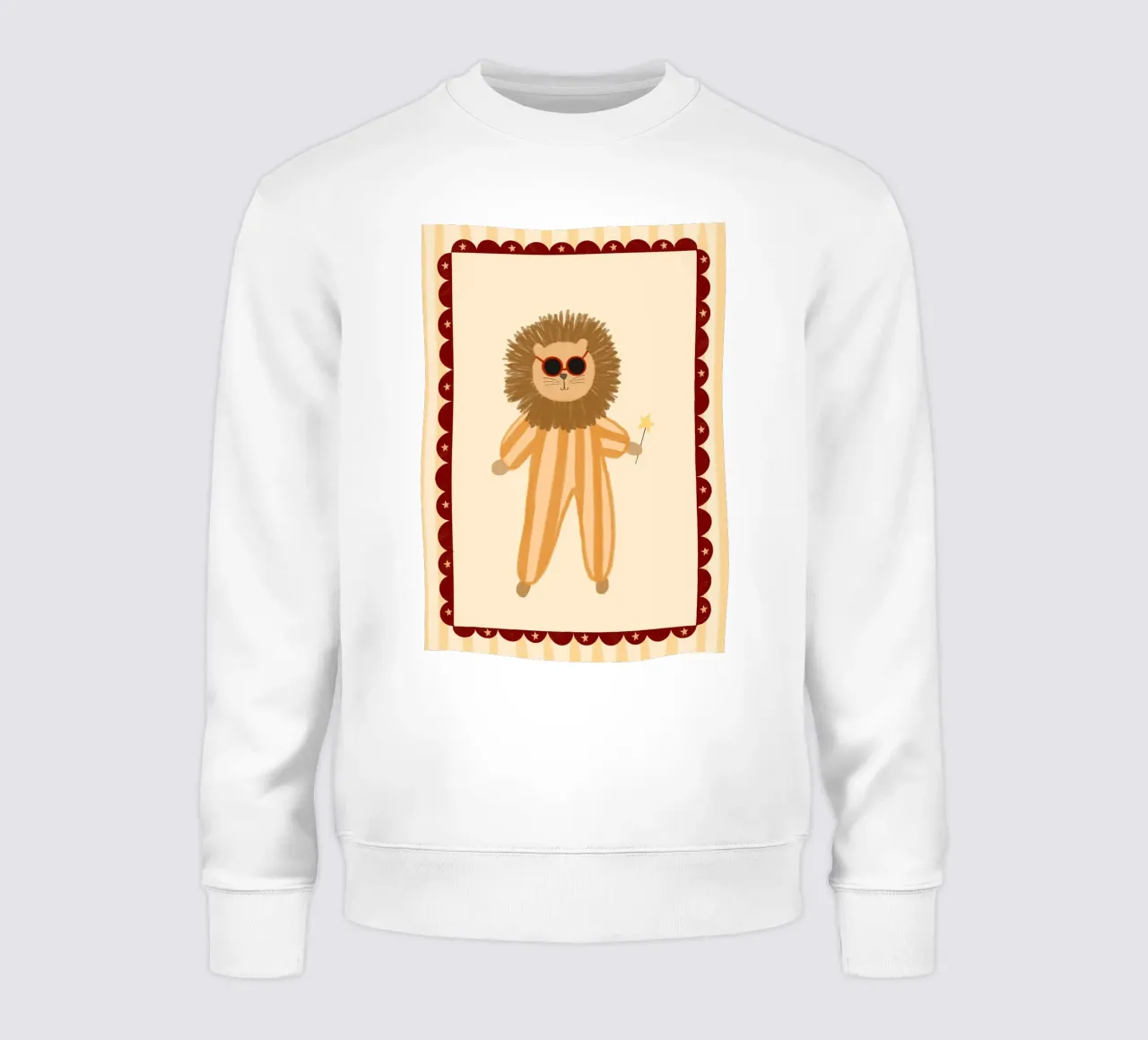 Impresión artística de un león mágico con mono y gafas de sol sudadera de vintagepod