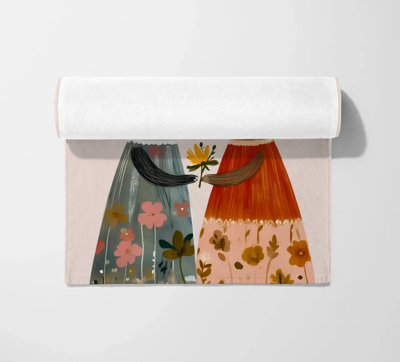 Dos conejos dando flores Bohemian Art Print toalla de playa de vintagepod