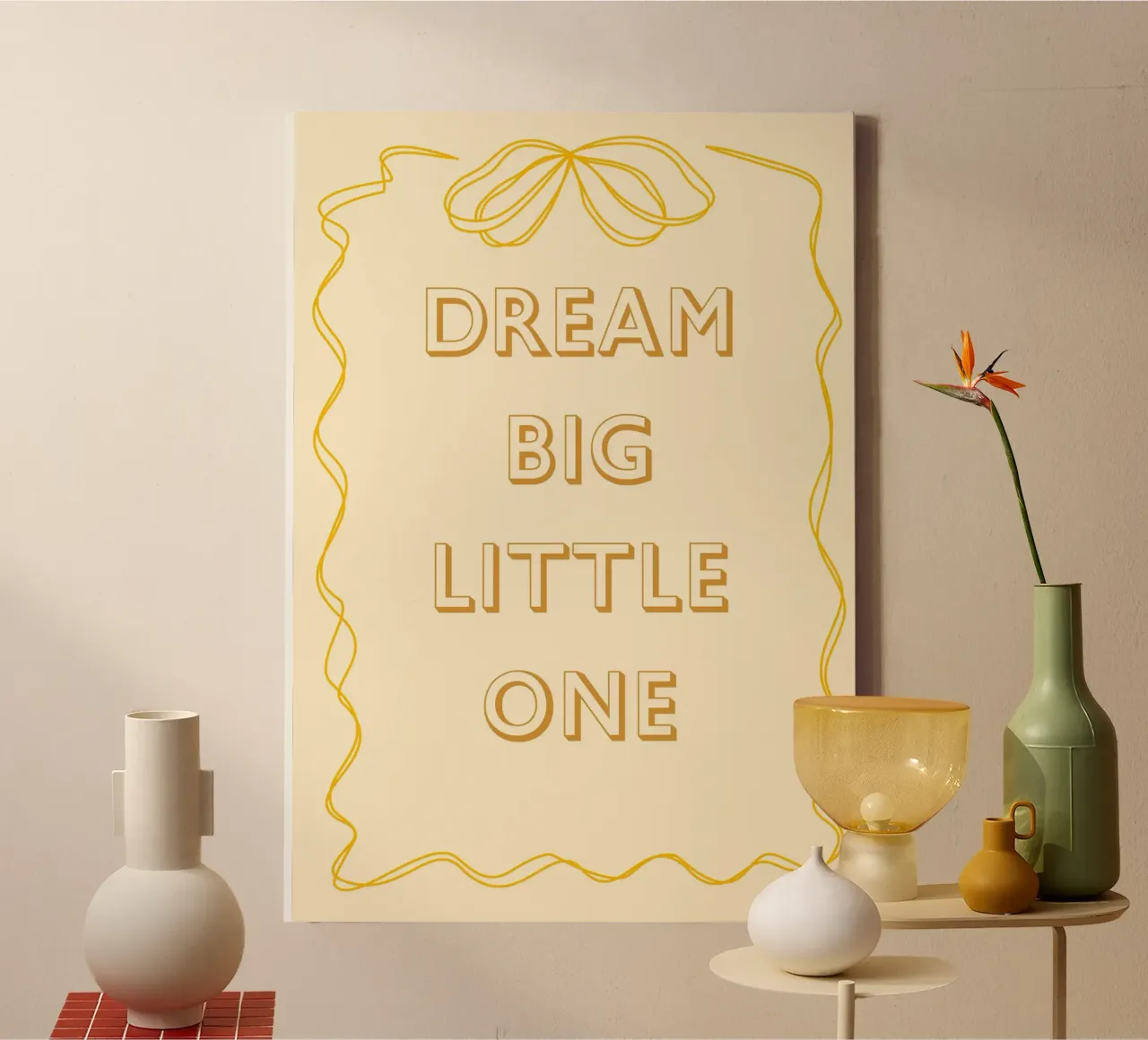 "Droom Groot Kleintje" Inspirerende Poster canvas met Baklijst van vintagepod