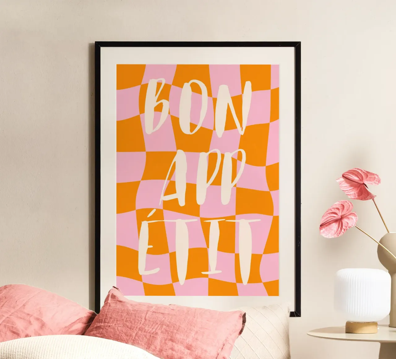 Mangiare fresco poster con telaio in alluminio da PurePeachStudio