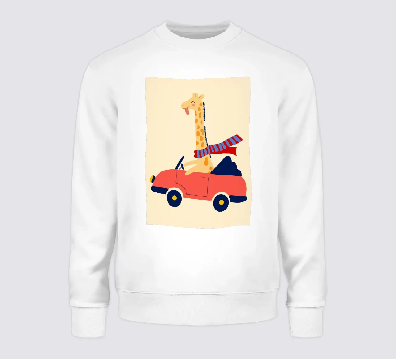 Happy Giraffe in a Red Convertible Art Print (Jirafa feliz en un descapotable rojo) sudadera de vintagepod