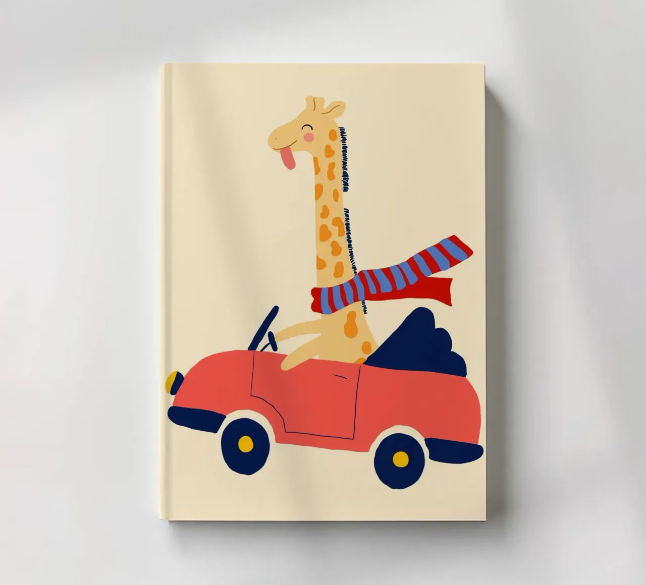 Happy Giraffe in a Red Convertible Art Print notebook by vintagepod