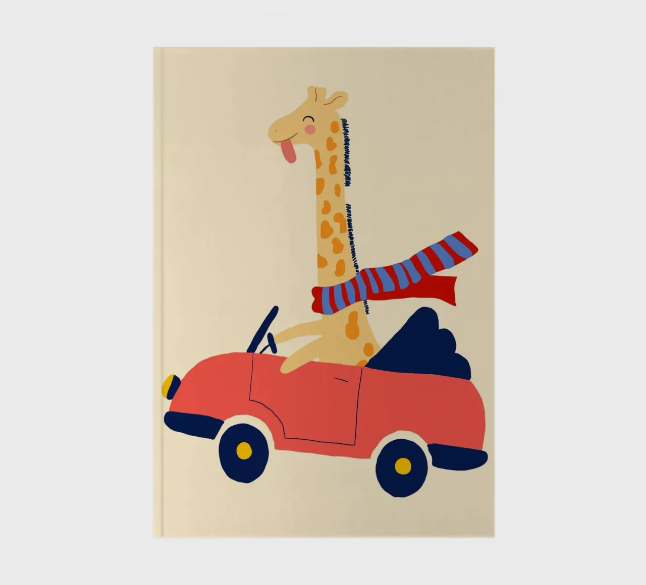 Happy Giraffe in a Red Convertible Art Print notebook by vintagepod