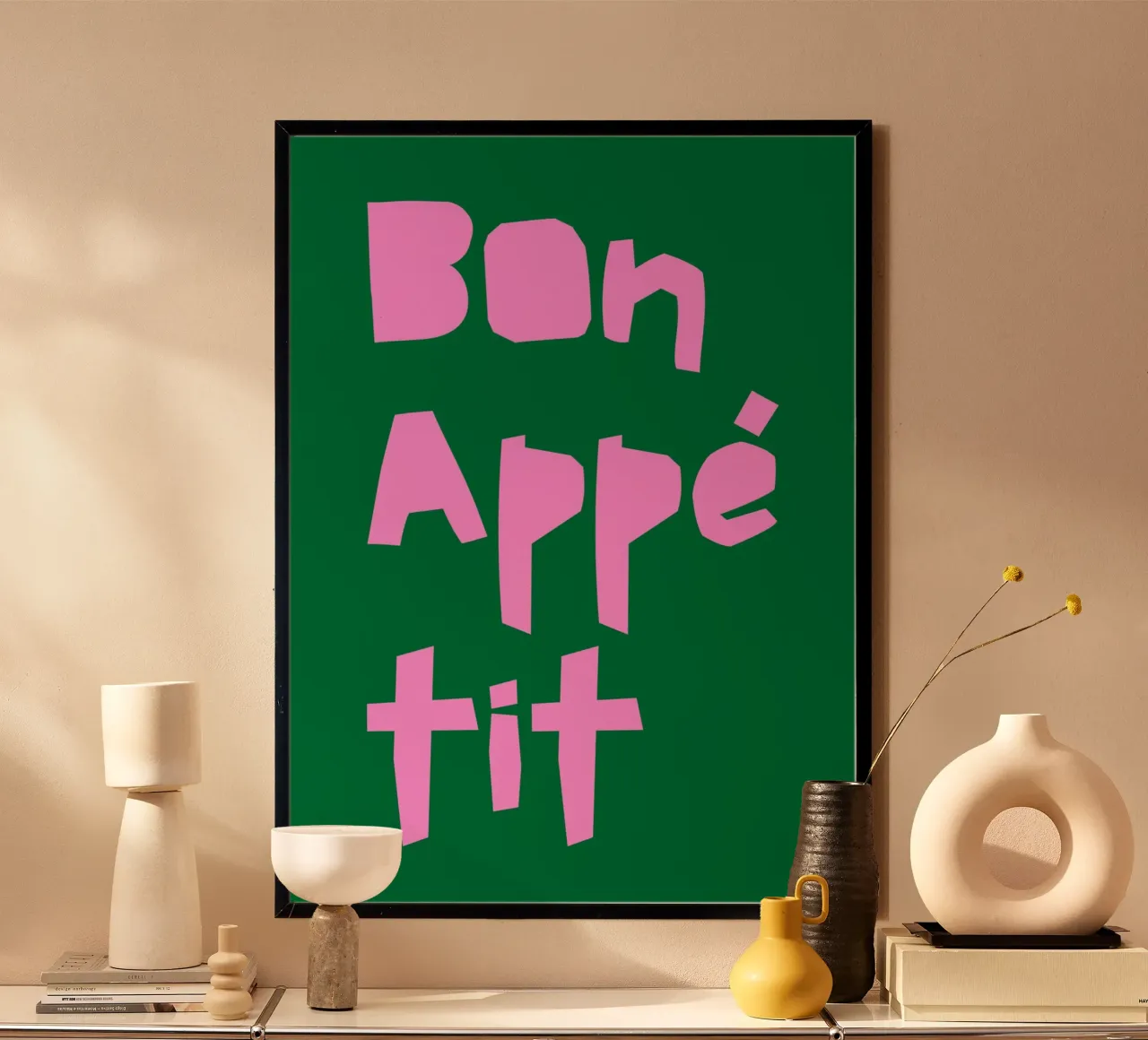 Mangiare fresco poster con telaio in alluminio da PurePeachStudio