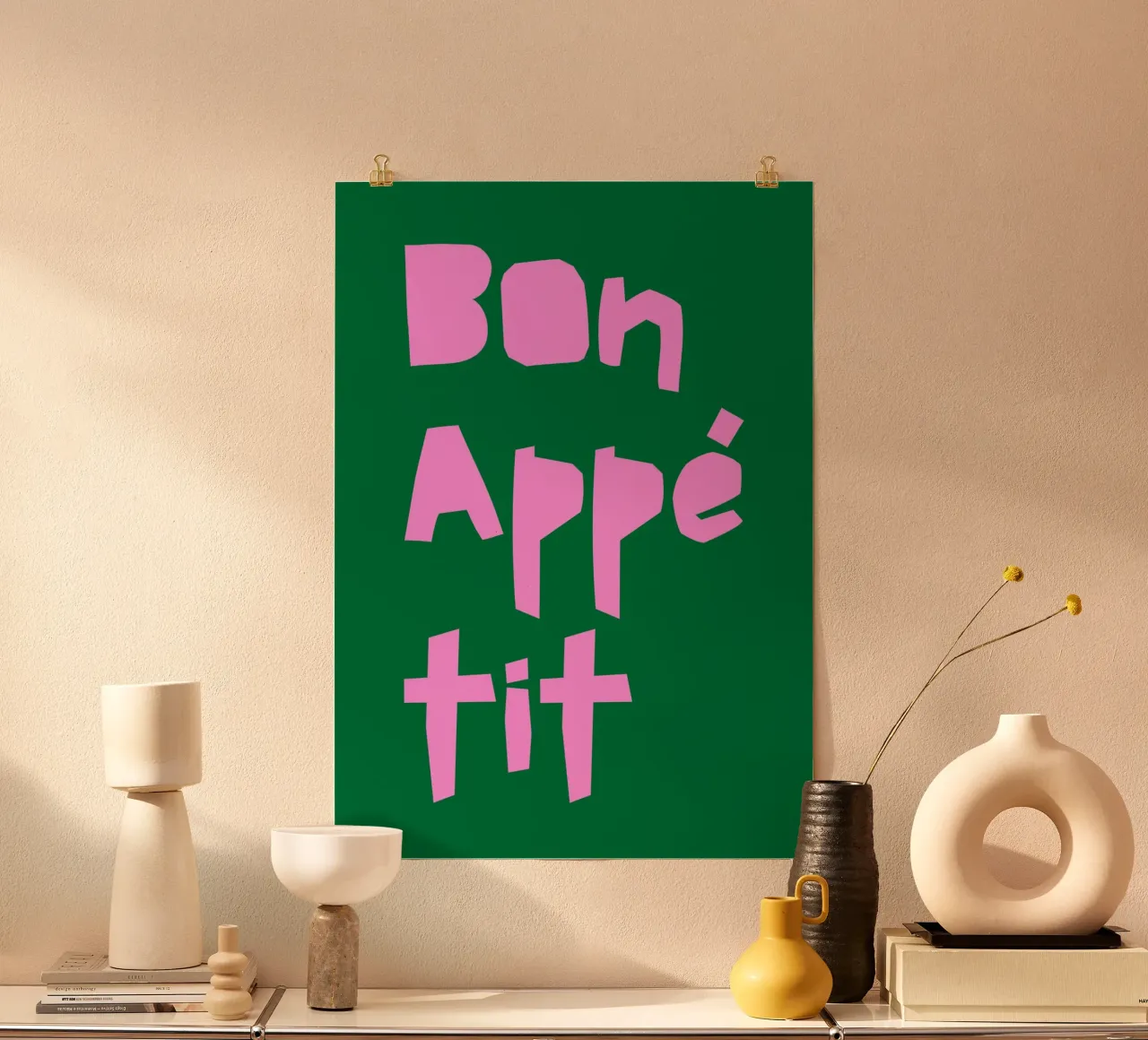 Mangiare fresco poster con telaio in alluminio da PurePeachStudio