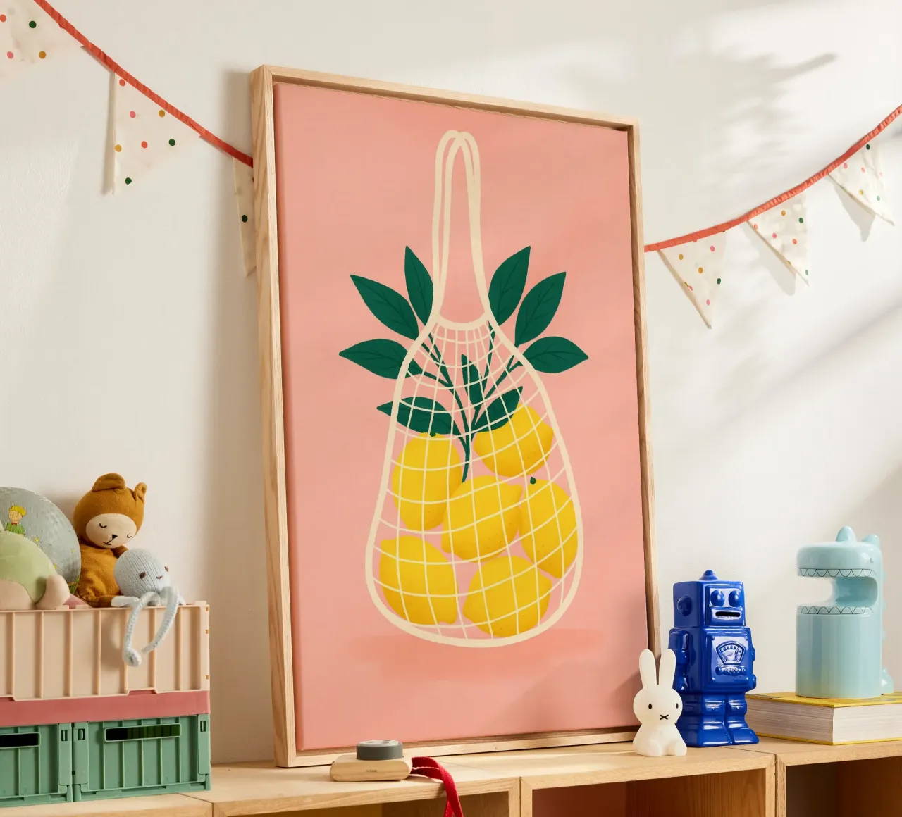Lemon Net canvas with Floater frame by PurePeachStudio