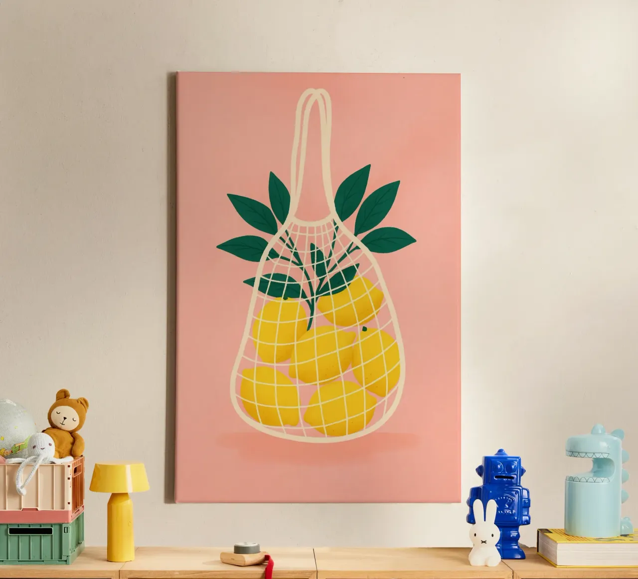 Lemon Net canvas with Floater frame by PurePeachStudio