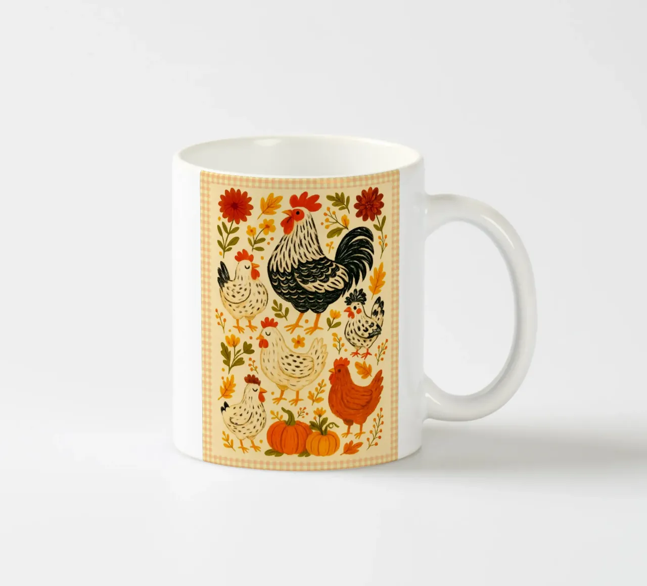 Sfilata di polli d'autunno tazza in ceramica da Taika Tori Art