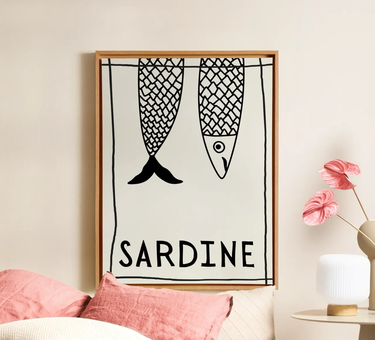 Falling Sardines canvas with Floater frame by PurePeachStudio