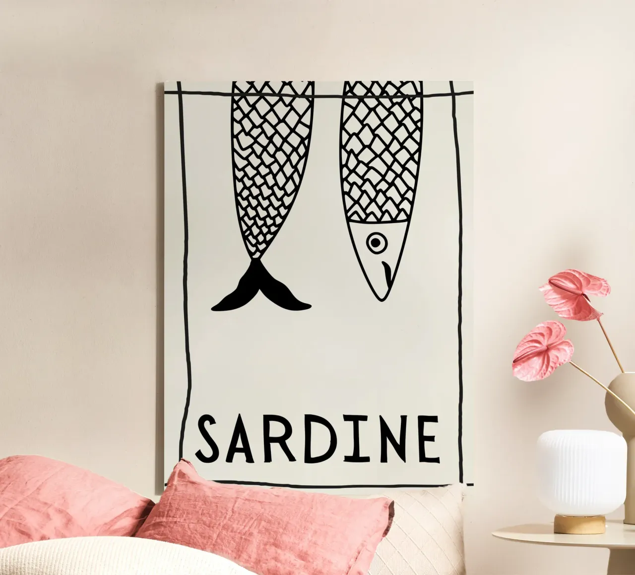 Falling Sardines canvas with Floater frame by PurePeachStudio