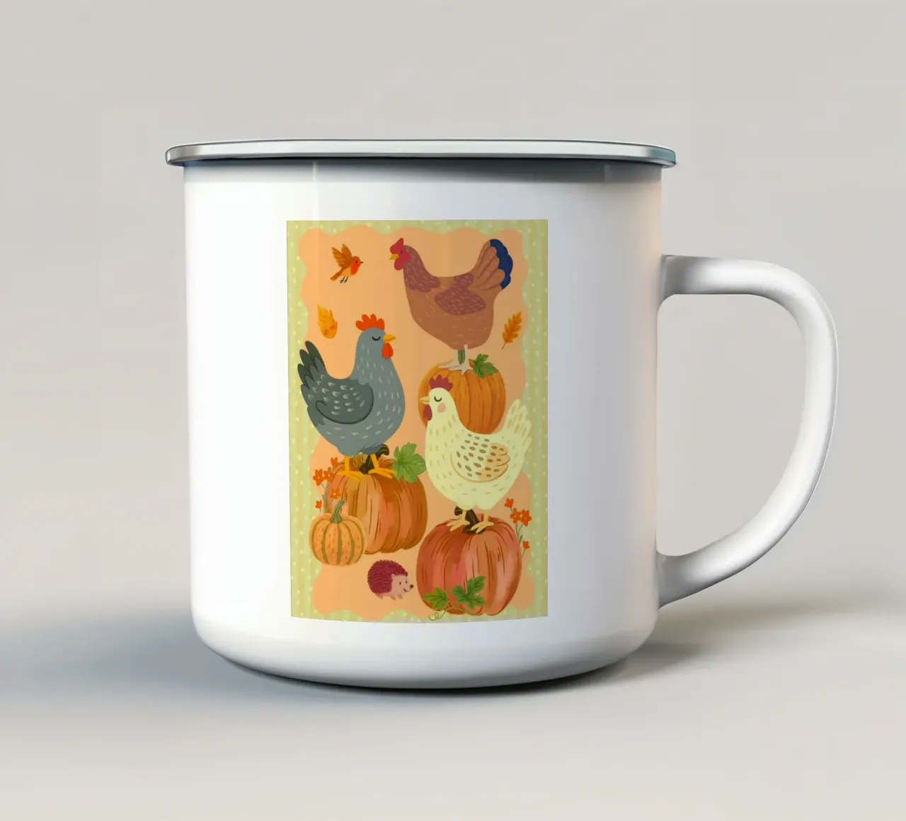 Amici della zucca - Illustrazione tazza in smalto da Taika Tori Art