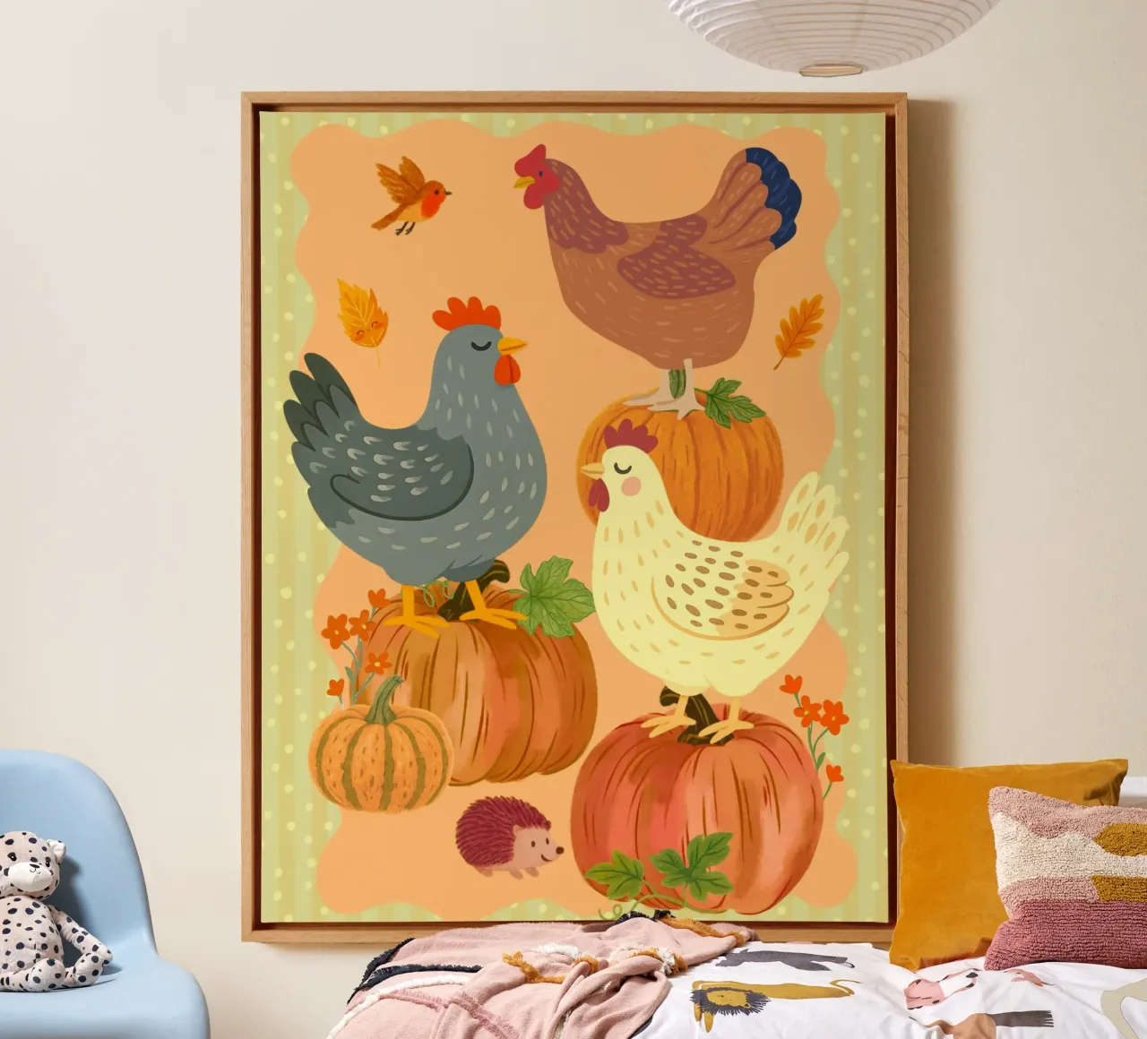 Amici della zucca - Illustrazione tela con Cornice a cassetta da Taika Tori Art