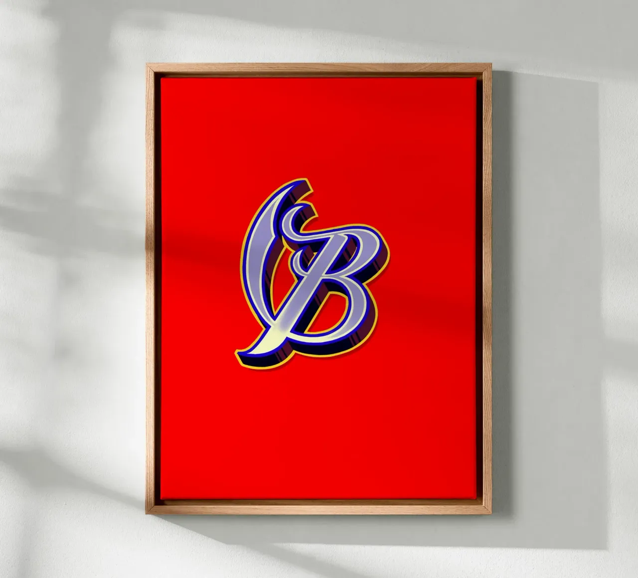 Lettera B tela con Cornice a cassetta da Glettering