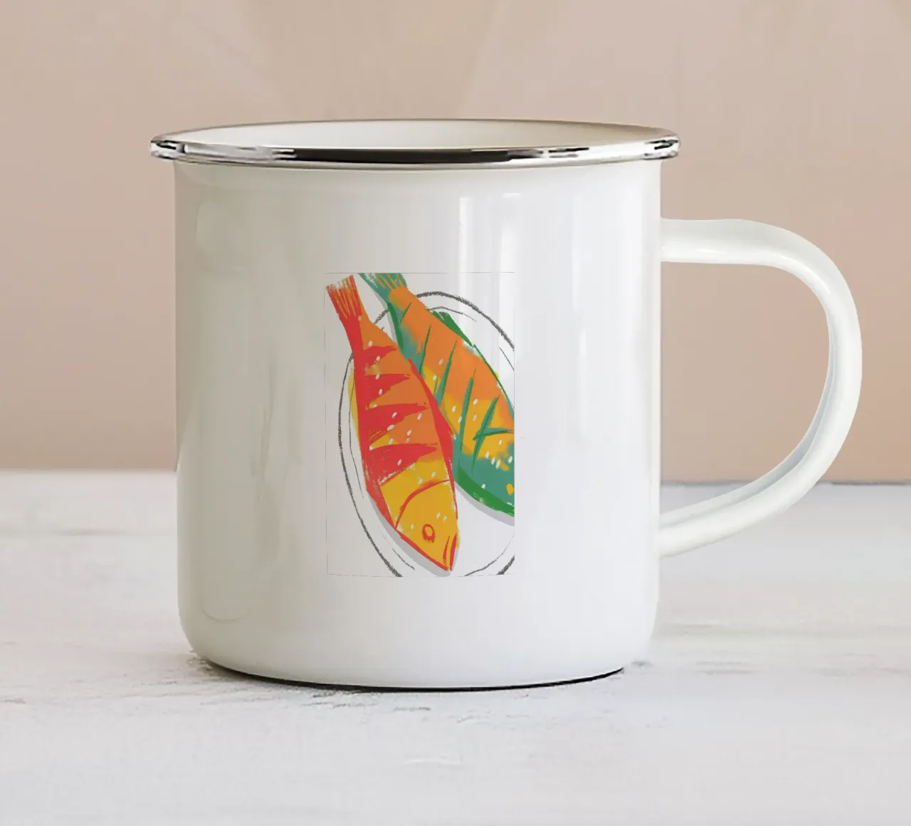 Il pesce nel piatto tazza in smalto da PREKETEWE