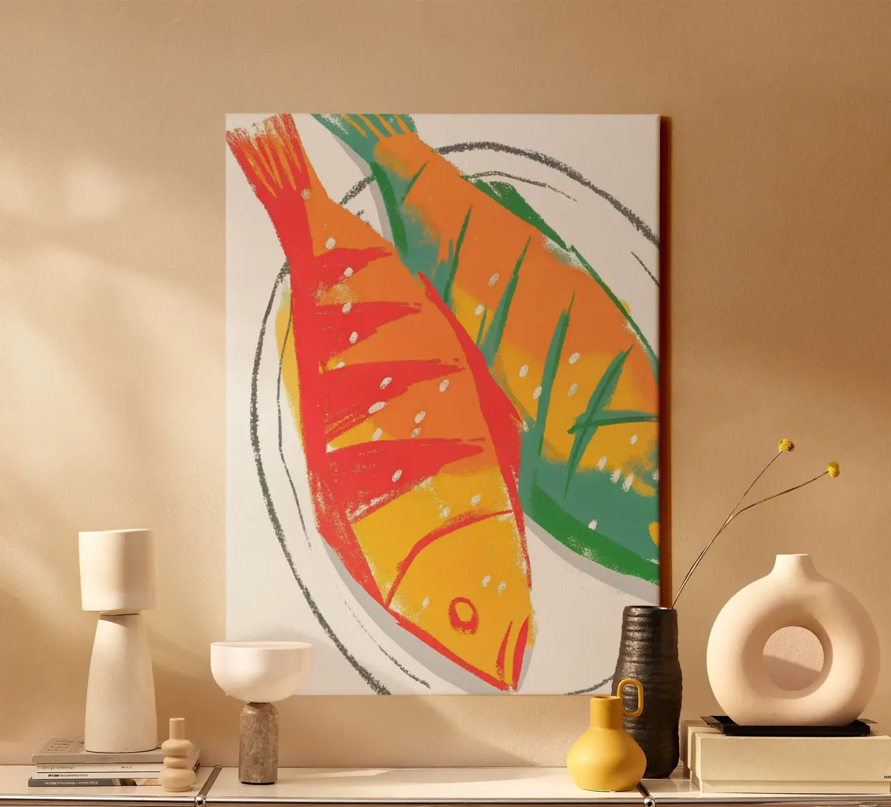 Vis op een bord canvas met Baklijst van PREKETEWE