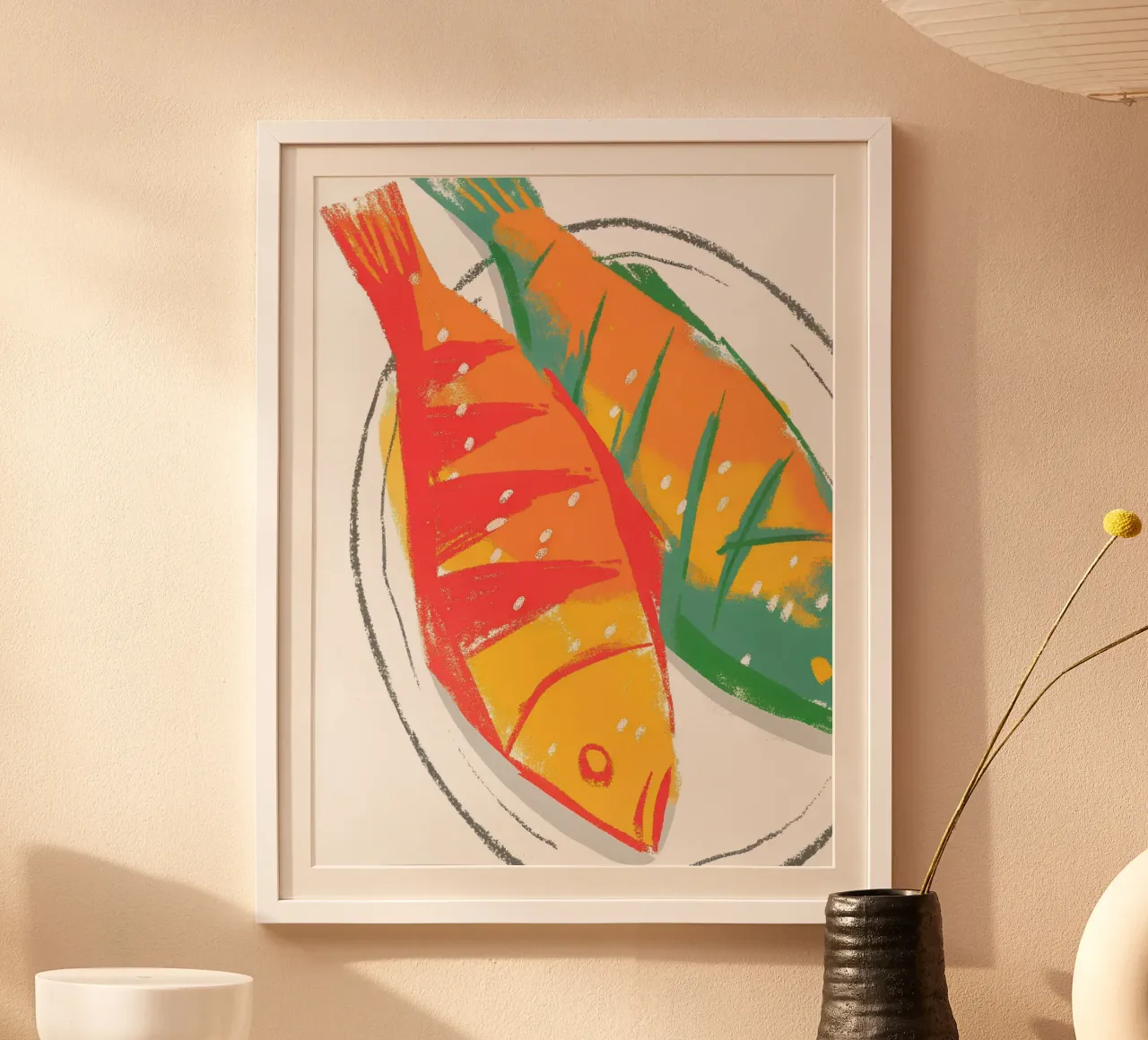 Il pesce nel piatto poster con telaio in alluminio da PREKETEWE