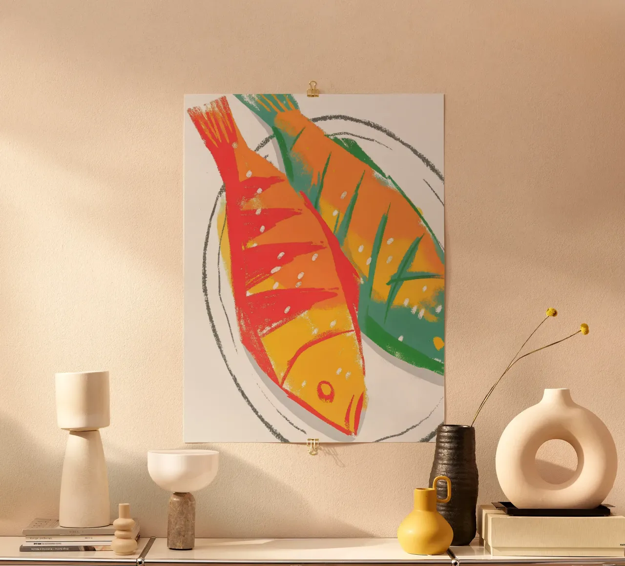 Il pesce nel piatto poster con telaio in alluminio da PREKETEWE