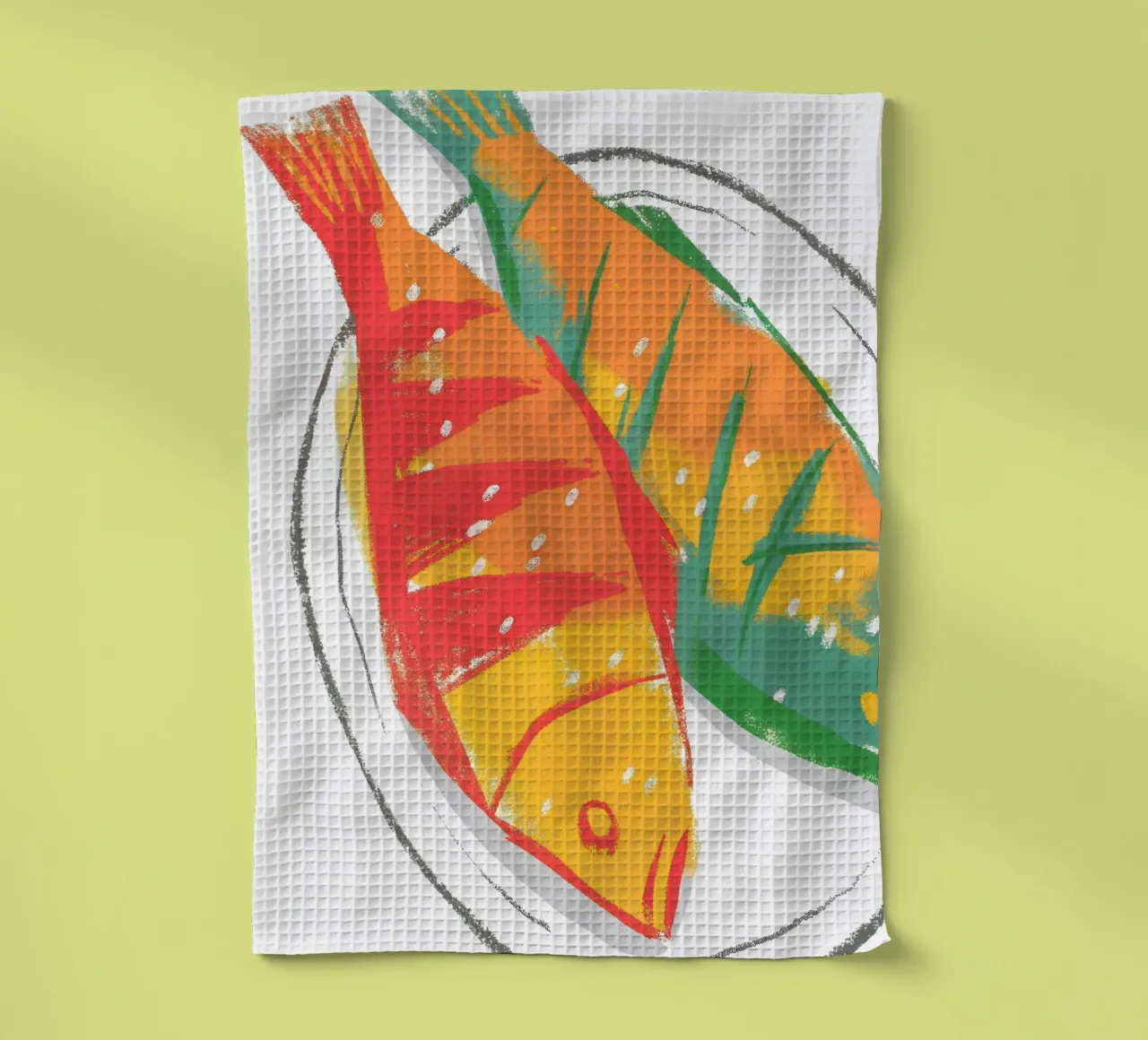 Poisson dans une assiette torchon de PREKETEWE