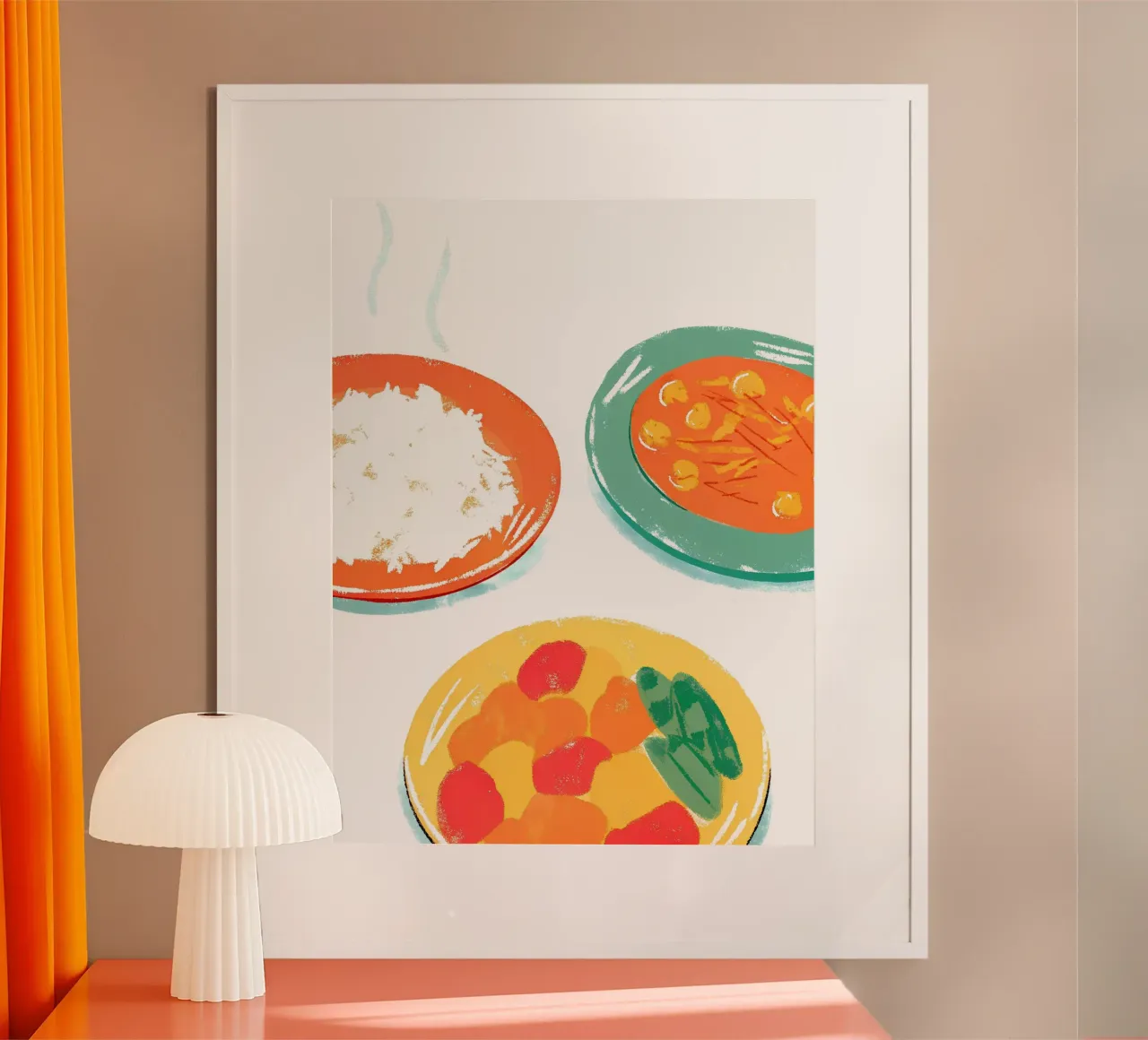 Tre piatti di cibo poster con telaio in legno da PREKETEWE