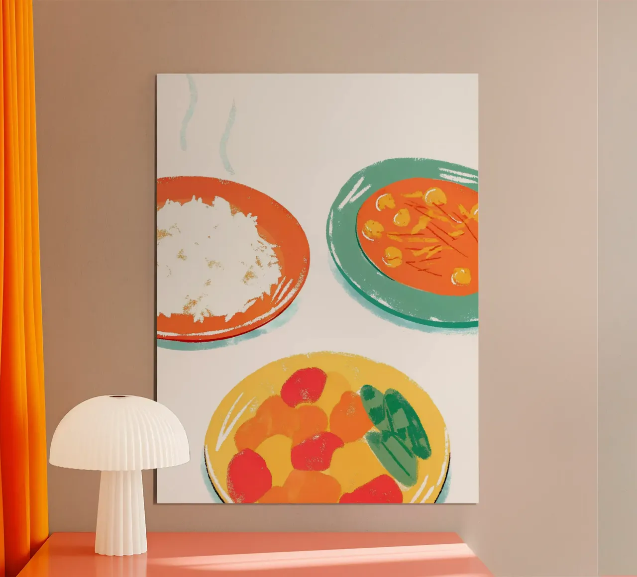 Tre piatti di cibo poster con telaio in legno da PREKETEWE