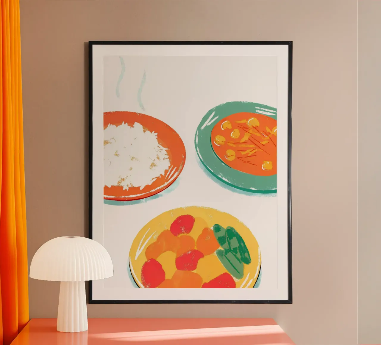 Tre piatti di cibo poster con telaio in legno da PREKETEWE