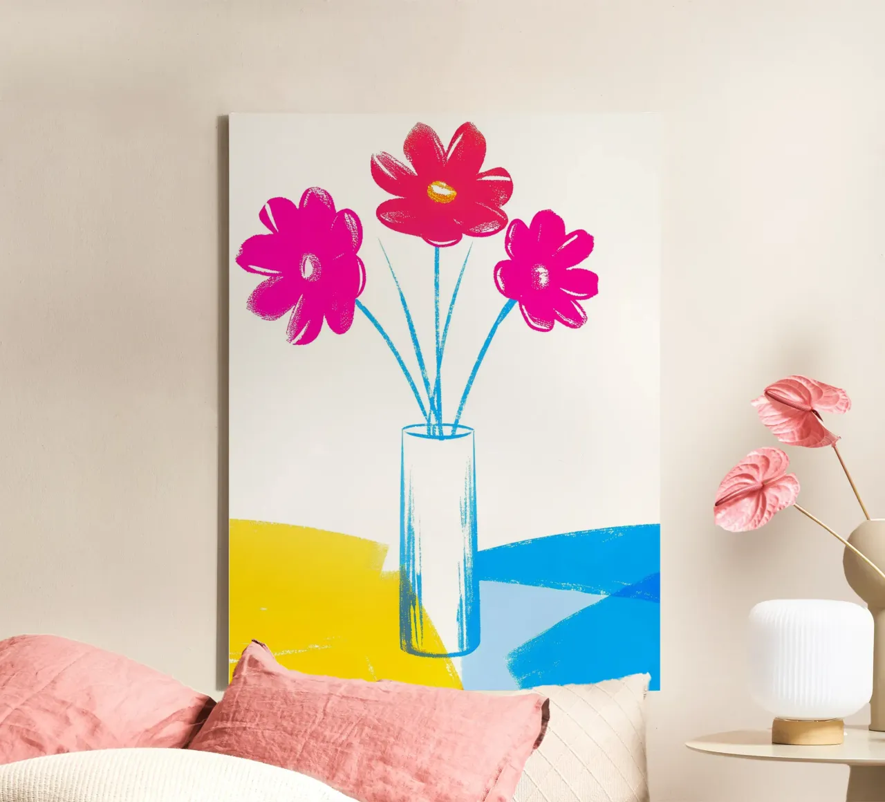 Vaso di fiori colorati tela con Cornice a cassetta da PREKETEWE