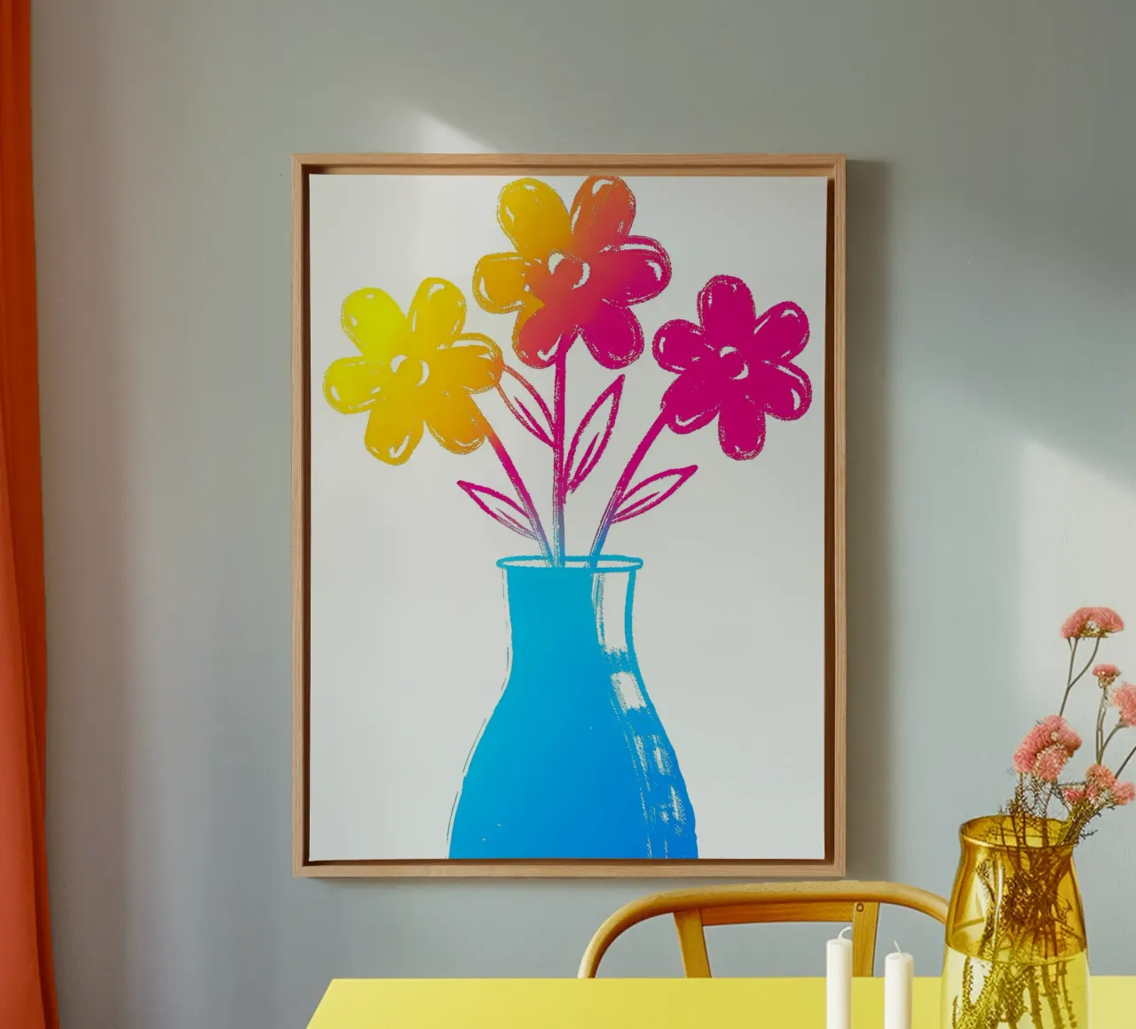 Vaso di fiori colorati tela con Cornice a cassetta da PREKETEWE
