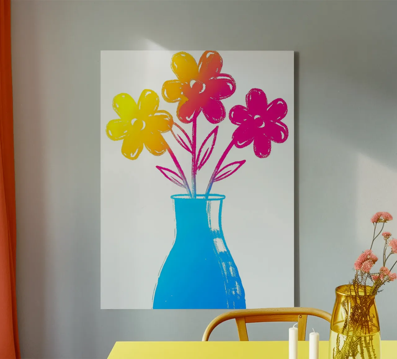 Vaso di fiori colorati tela con Cornice a cassetta da PREKETEWE