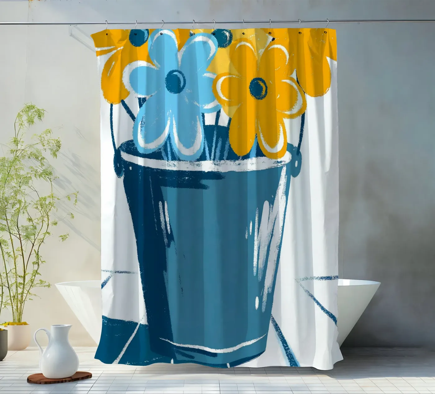 Blumen im Eimer Duschvorhang von PREKETEWE