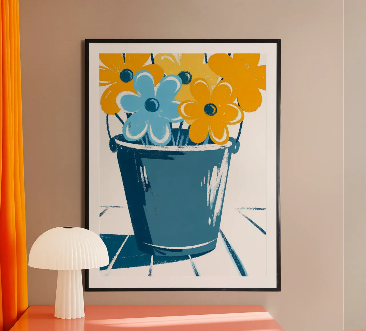 Flores en un cubo poster con marco de aluminio de PREKETEWE