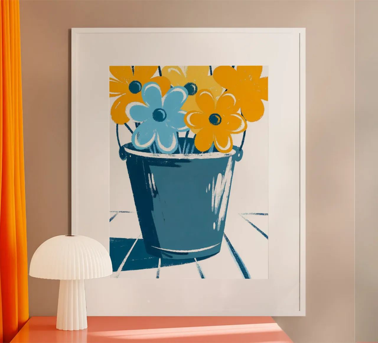 Flores en un cubo poster con marco de aluminio de PREKETEWE