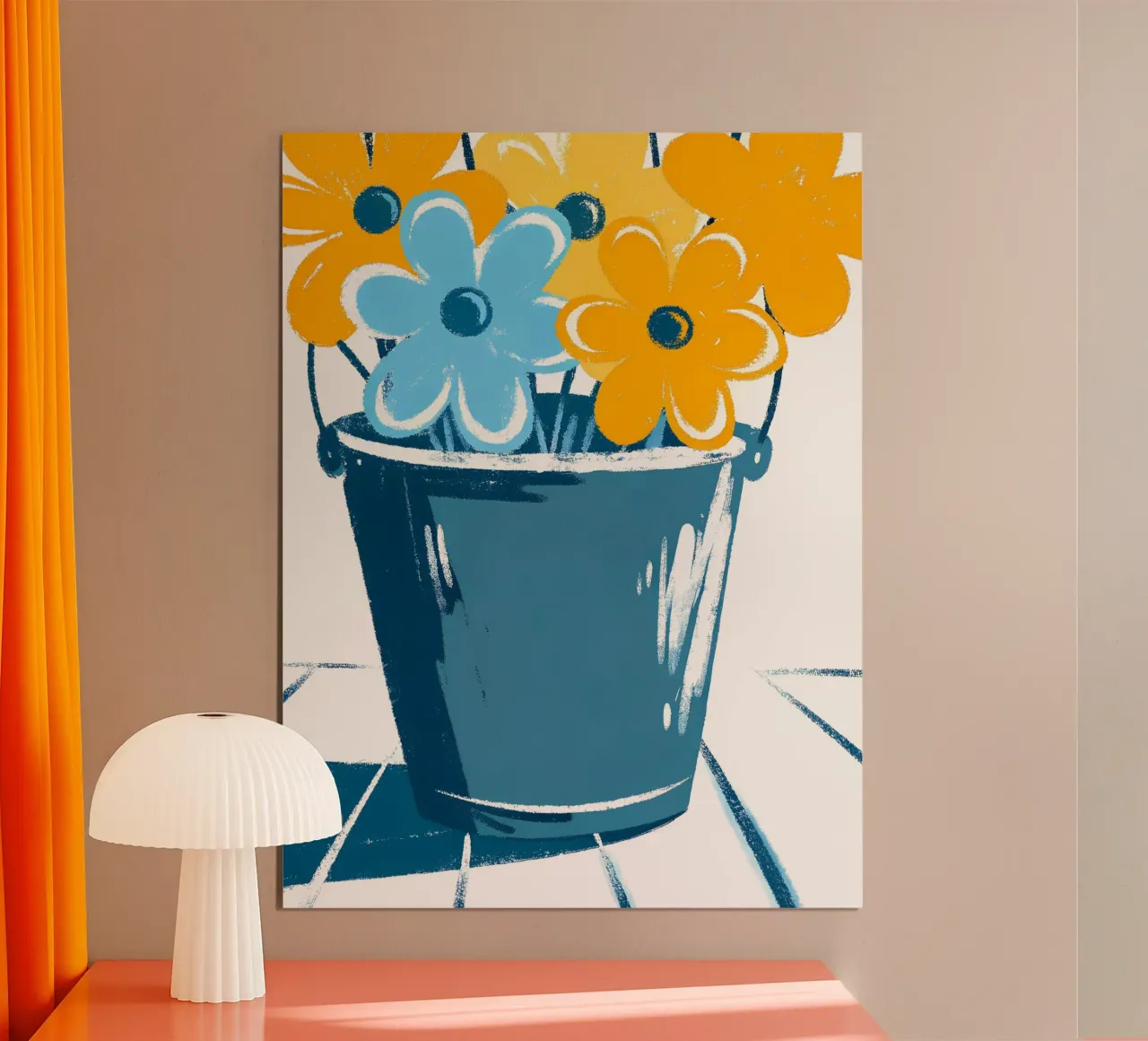 Flores en un cubo poster con marco de aluminio de PREKETEWE