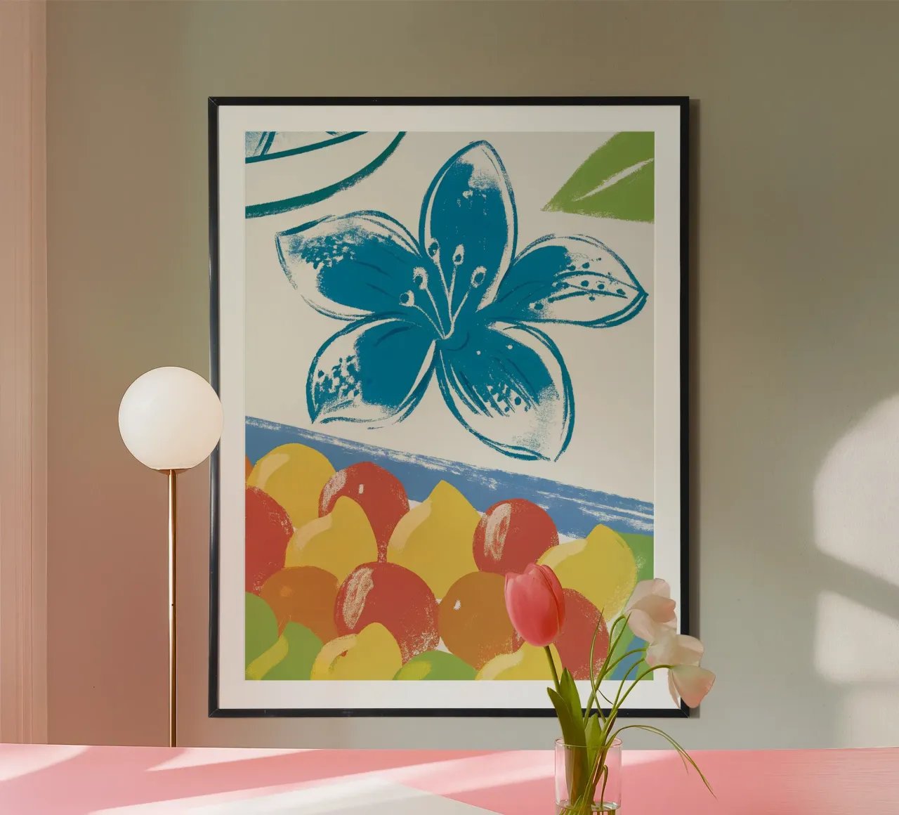Fiori e frutta poster con telaio in legno da PREKETEWE