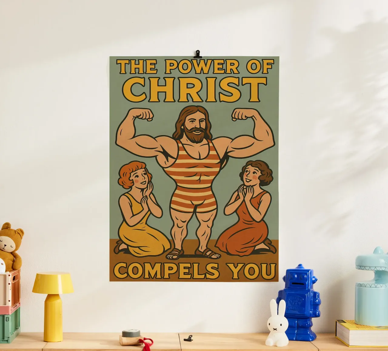 Il potere di Cristo vi costringe poster con telaio in plastica da Enlight