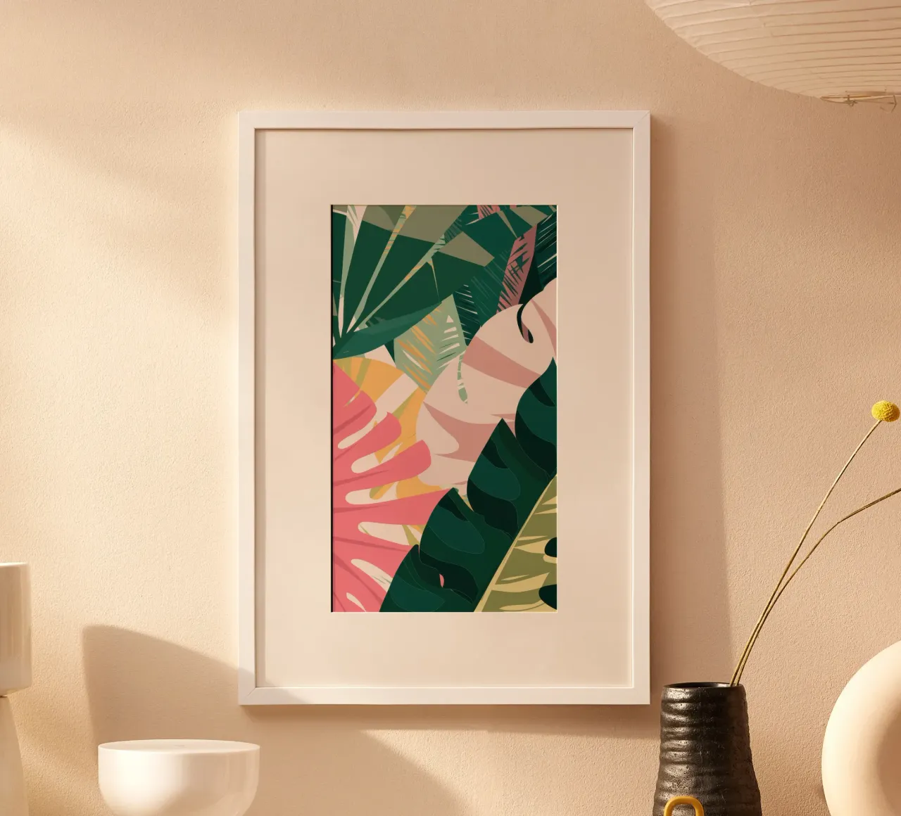 Paralume geometrico a forma di palma poster con telaio in legno da Echo Saber