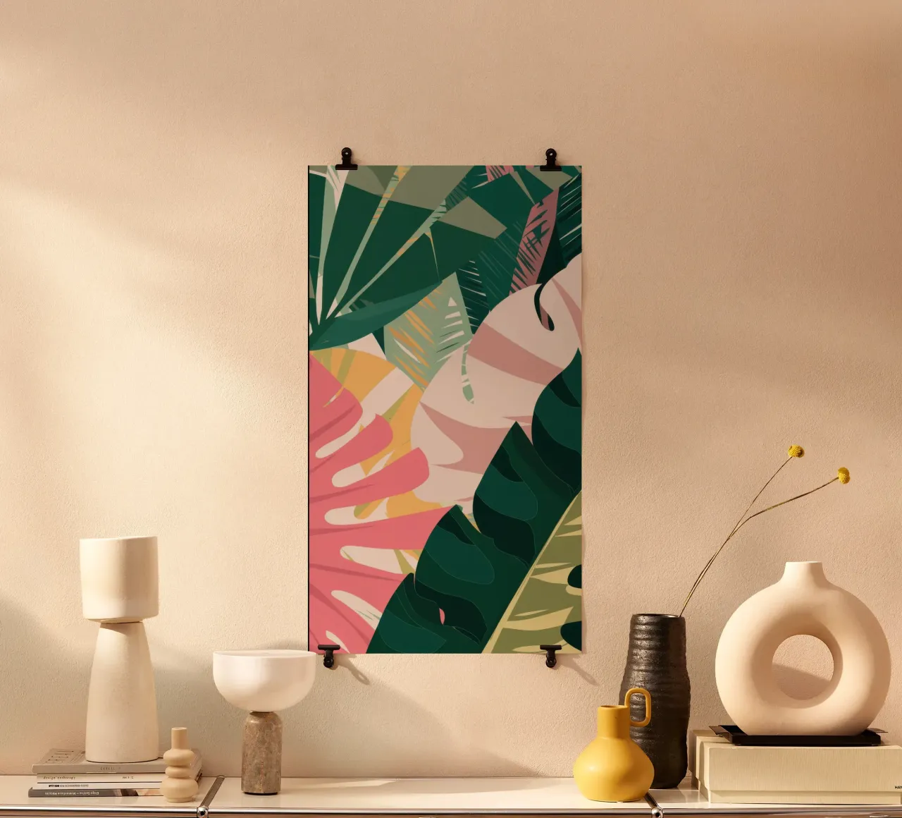 Paralume geometrico a forma di palma poster con telaio in legno da Echo Saber