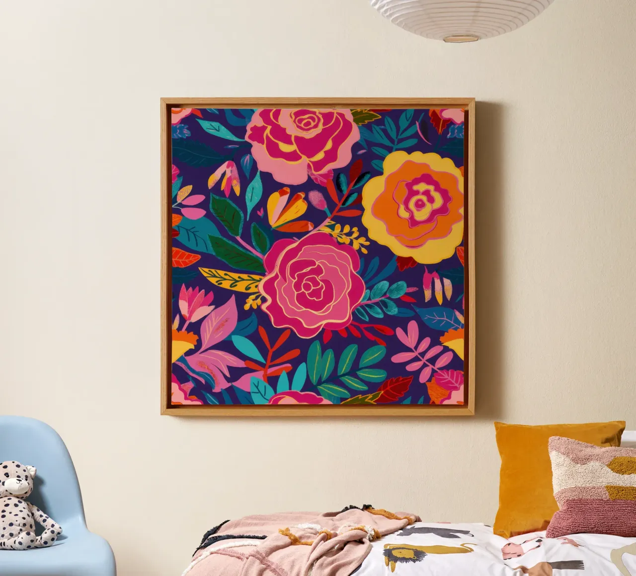 Arazzo Painterly Bloom tela con Cornice a cassetta da Echo Saber