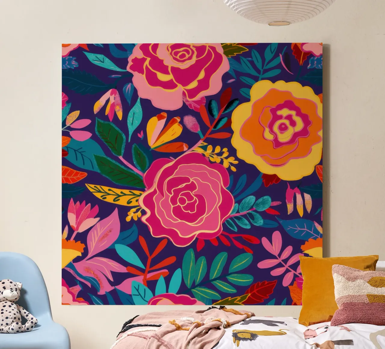 Arazzo Painterly Bloom tela con Cornice a cassetta da Echo Saber