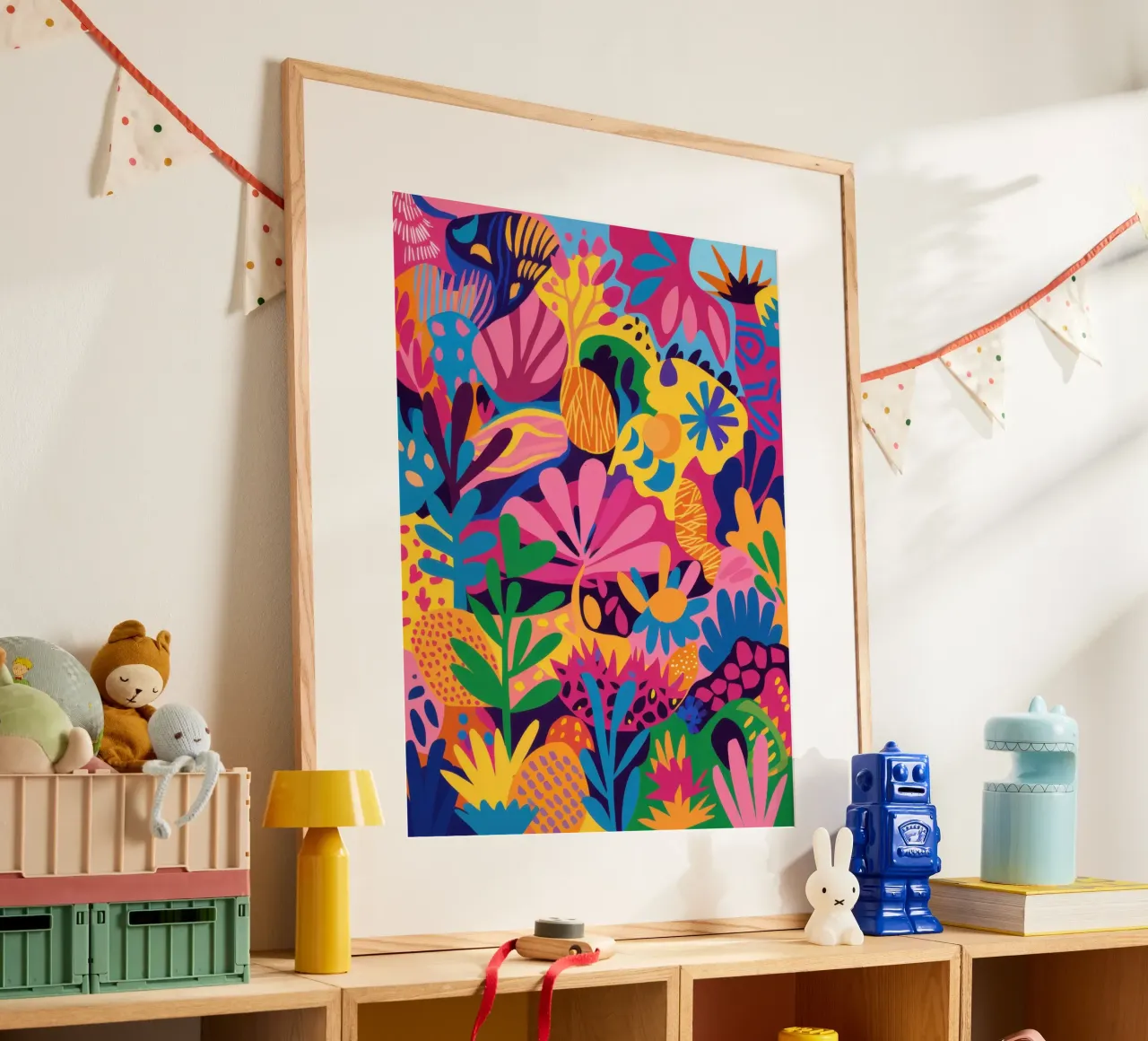 Jungle Rave psichedelico poster con telaio in legno da Wish Studio