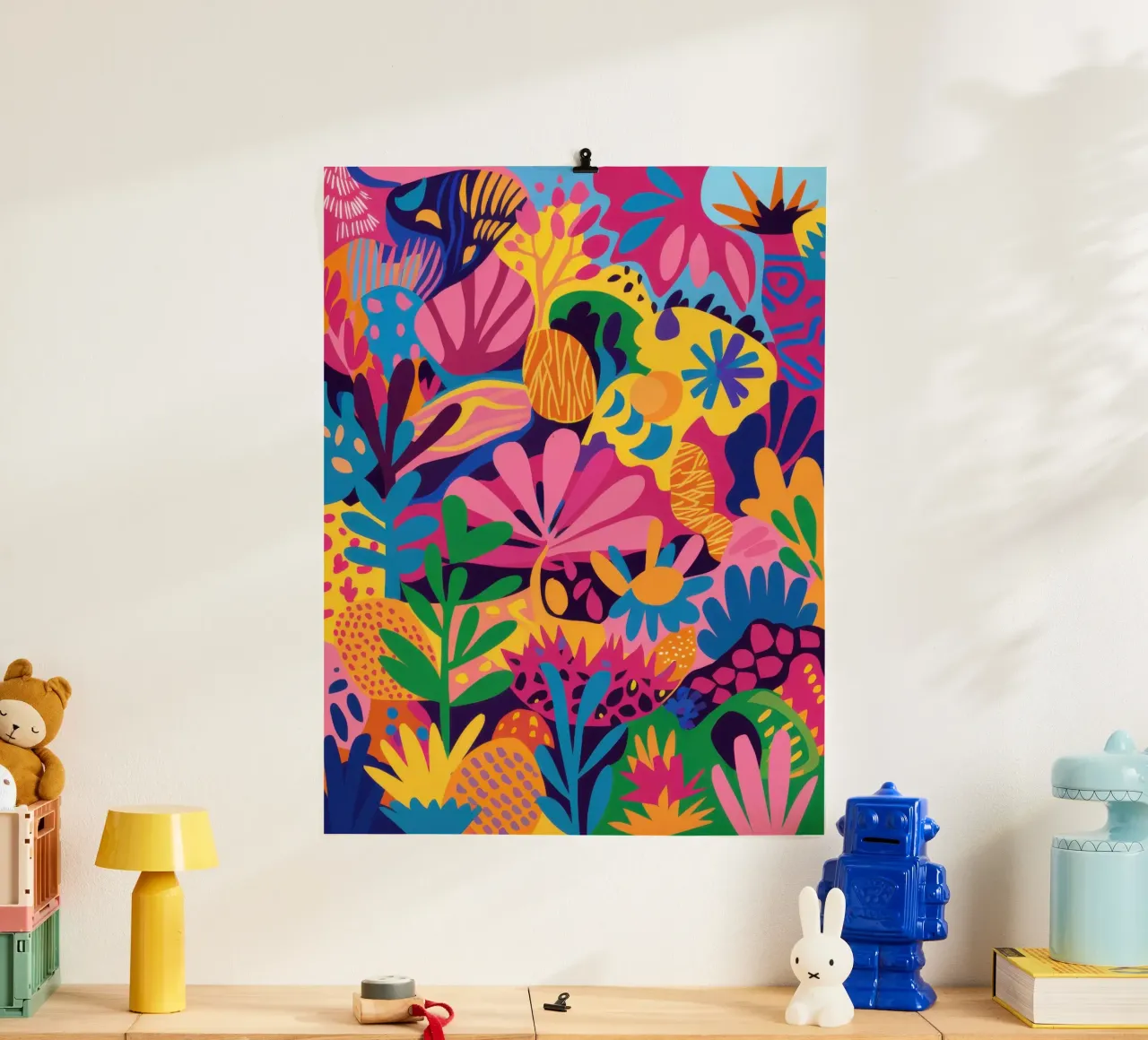 Jungle Rave psichedelico poster con telaio in legno da Wish Studio