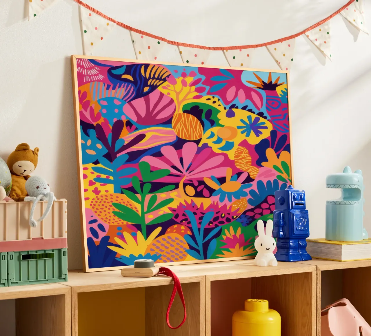 Jungle Rave psichedelico poster con telaio in legno da Wish Studio