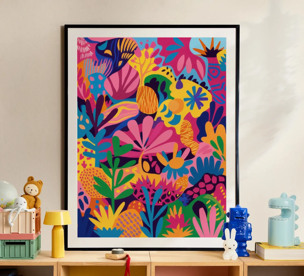 Jungle Rave psichedelico poster con telaio in legno da Wish Studio