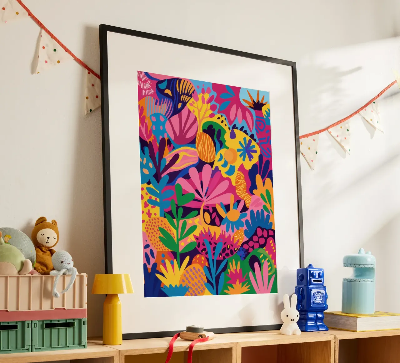 Jungle Rave psichedelico poster con telaio in legno da Wish Studio